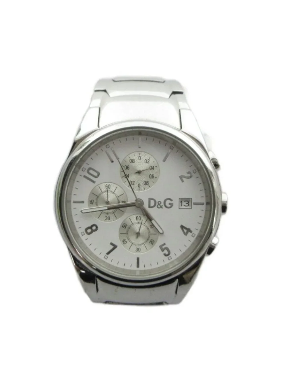 Dolce & Gabbana D&G Watch Quartz Chronograph Carre Date White Dial Silver